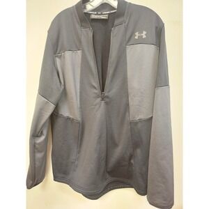 Under Armour ColdGear Mens Medium Gray Quarter Zip Pullover Loose Fit Sweater